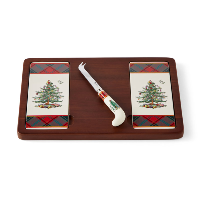 Planche à fromage en tartan avec couteau