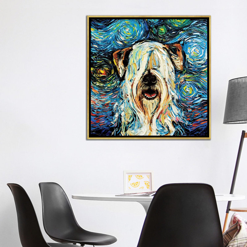« Wheaten Night » par aja Trèves, reproduction d’art, Toile encadrée d'or, Pas de tapis, H 37 po x l 37 po x P 1,5 po
