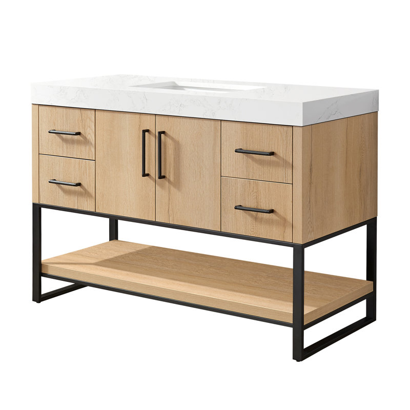 Meuble-lavabo simple Cataleya, 48", Noir mat / Ok