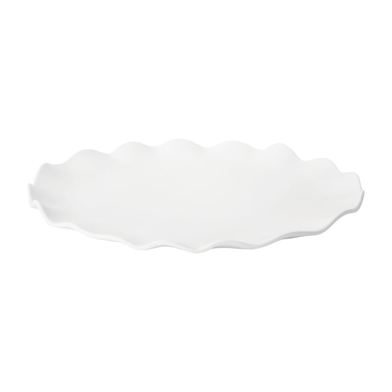 2-Piece White 16" Melamine Round Platter