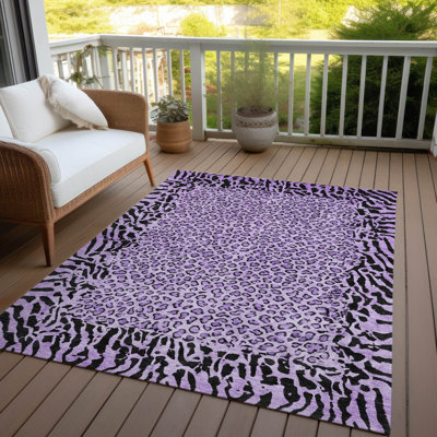 Machine Washable Indoor/Outdoor Claudian ACN1230 Purple 10' x 14' Rug