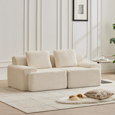Canapé modulaire modulaire avec repose-pieds mobile, canapé 1 place avec 1 coussin, canapé modulaire Comfy Cloud pour le salon, la chambre à coucher et l’appartement (blanc, 1 gauche et 1 droite)