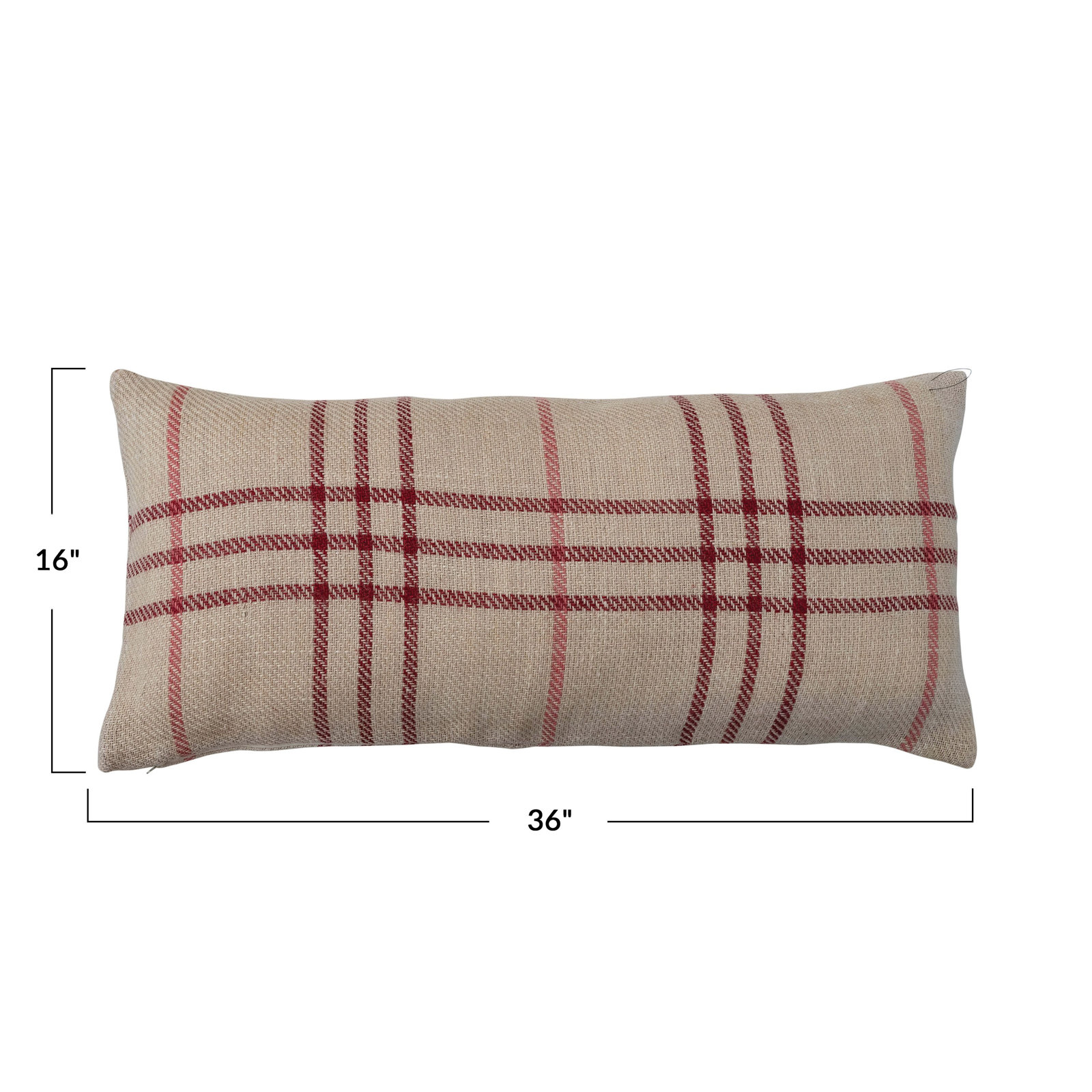 Plaid Jute / Sisal Lumbar Throw Pillow