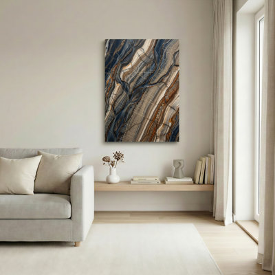 Ensemble de 1 tableau sur toile à motif de veines de marbre