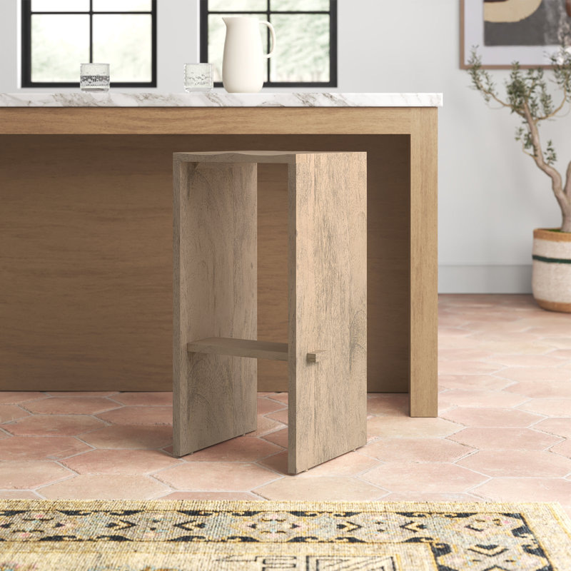 Dalina Solid Wood Stool, Light Brown