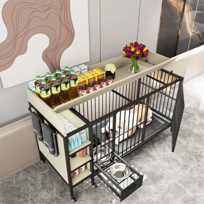 Cage pour animaux avec compartiment de rangement - cadre en fer