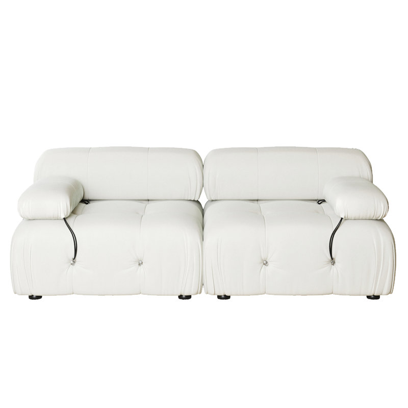 Causeuse cylindrique 69,3 po Cylar, Velours beige