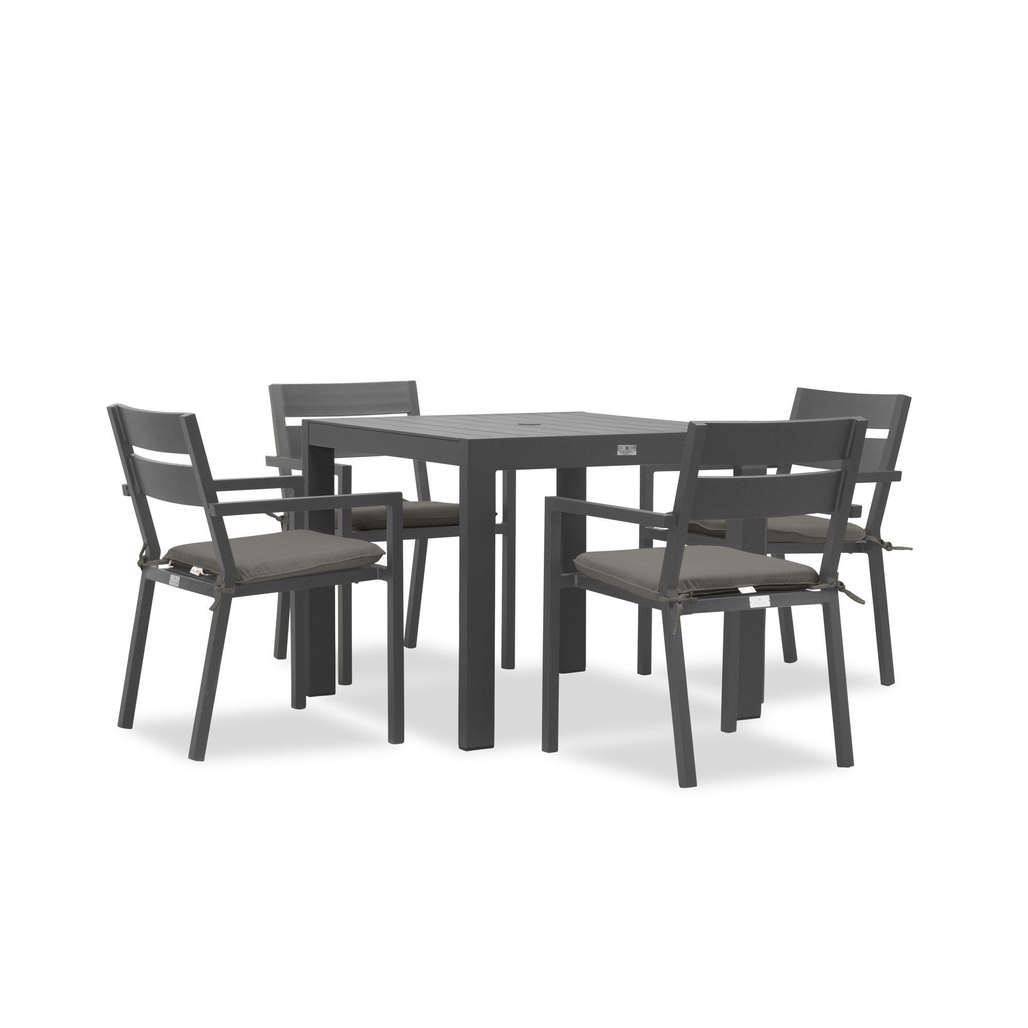 Eartha Square 4 - Person Outdoor Dining Set with Cushions, Canvas Regatta Sunbrella® Canvas, Slate Gray