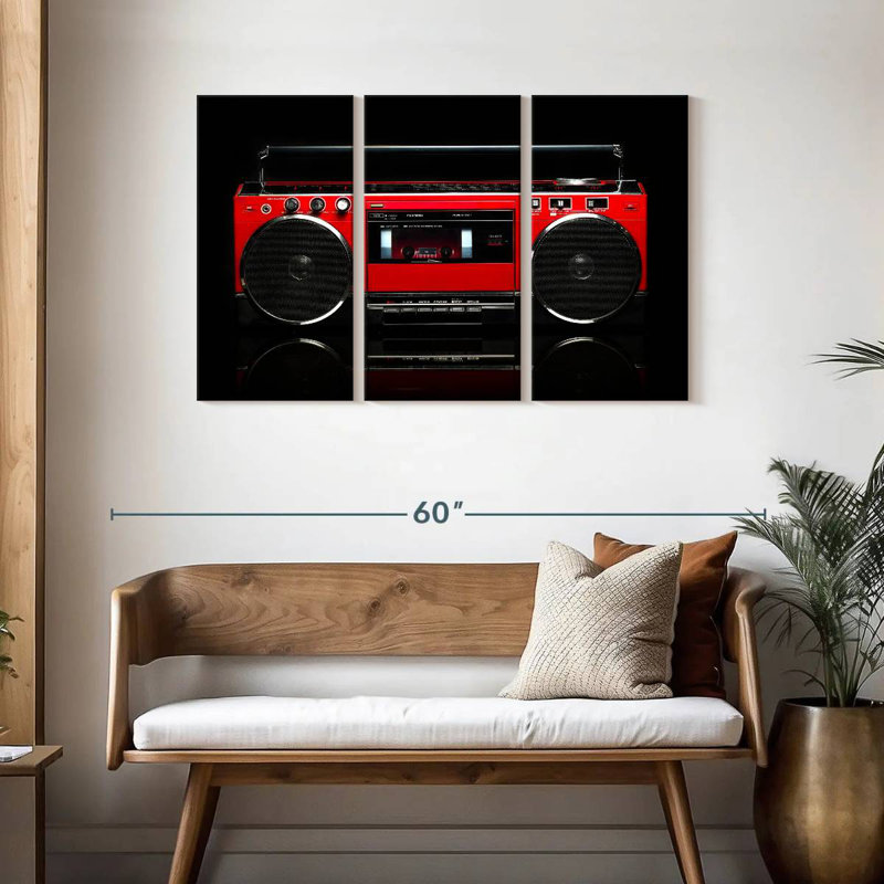 Abarca Retro Red Boom Box, 28" H x 45" W