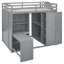 Lit mezzanine double avec garde-robe, bureau et tablettes-109937188