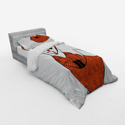 Ensemble de housse de couette charmant fox, personnage fox young avec spirales
