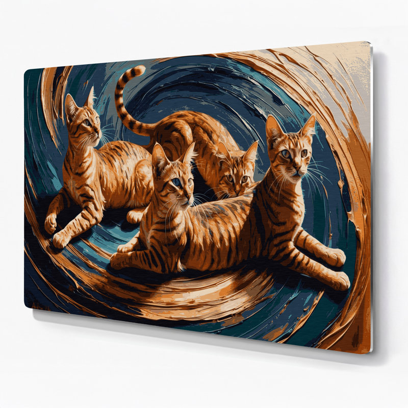 Art mural en métal «Cats Abyssinian» mauve, H 144 po x l 216 po x P 0,05 po