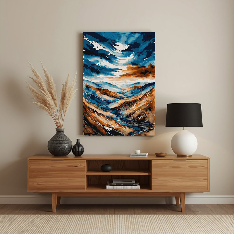 Aquarelle paysage 66, art mural gris en métal, H 20 po x l 16 po