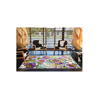 Tapis décoratif mauve à motif floral moderne