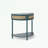 Wooden console Table with Sliding Rattan Door and buttom shelf-1634353687
