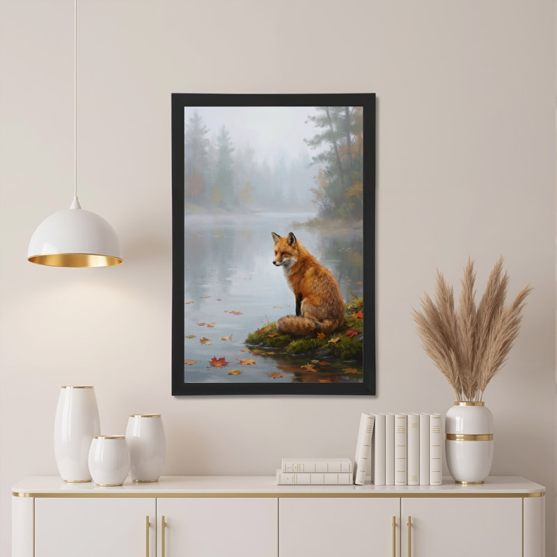 Renard dans la forêt d'automne, reproduction d'art sur toile tendue sur toile, ensemble de 1, H 18 po x l 12 po