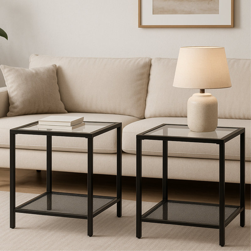 30cm W Metal Bedside Table