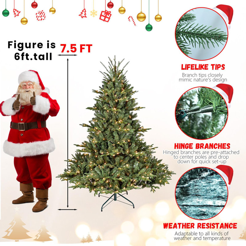 Arbre de Noël artificiel illuminé 7 pi, H 76,9 pi
