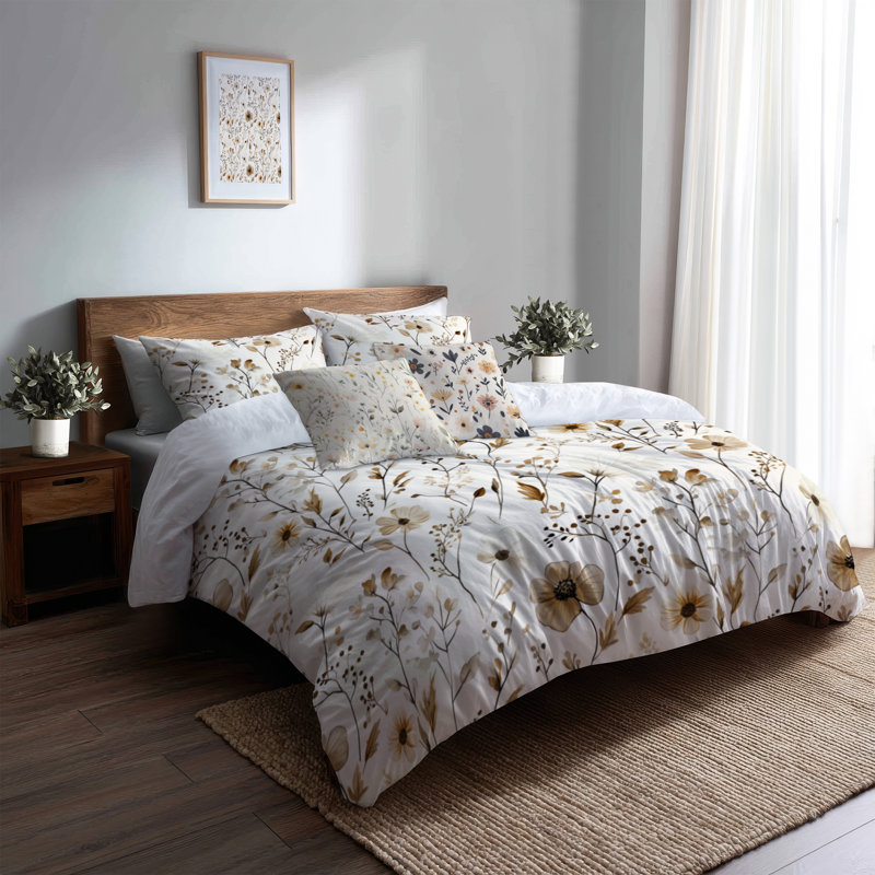 Ensemble de literie 5 pièces Country Farmhouse - Housse de couette et coussin décoratif Floral