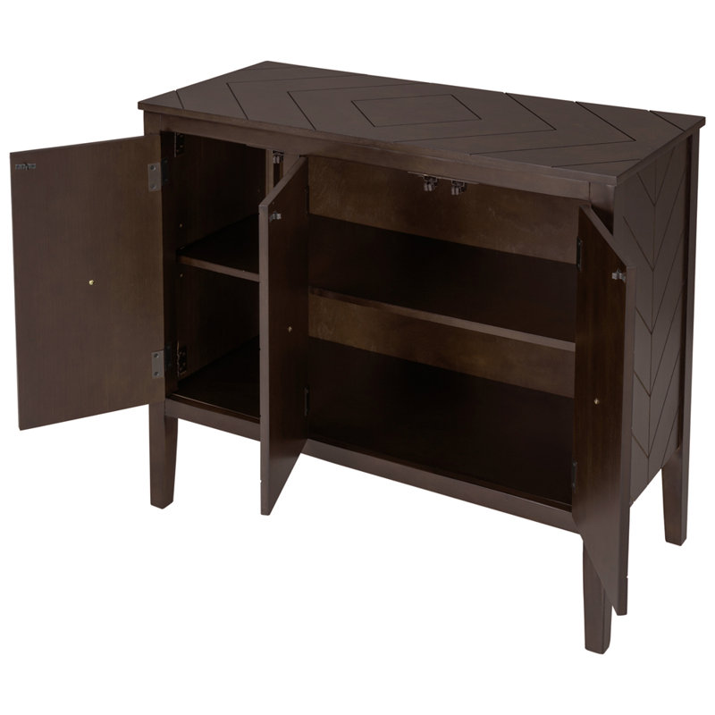 Rustic Pine Sideboard with Adjustable Shelves and Metal Handles Perfect for Versatile Storage and Stylish Home Organization