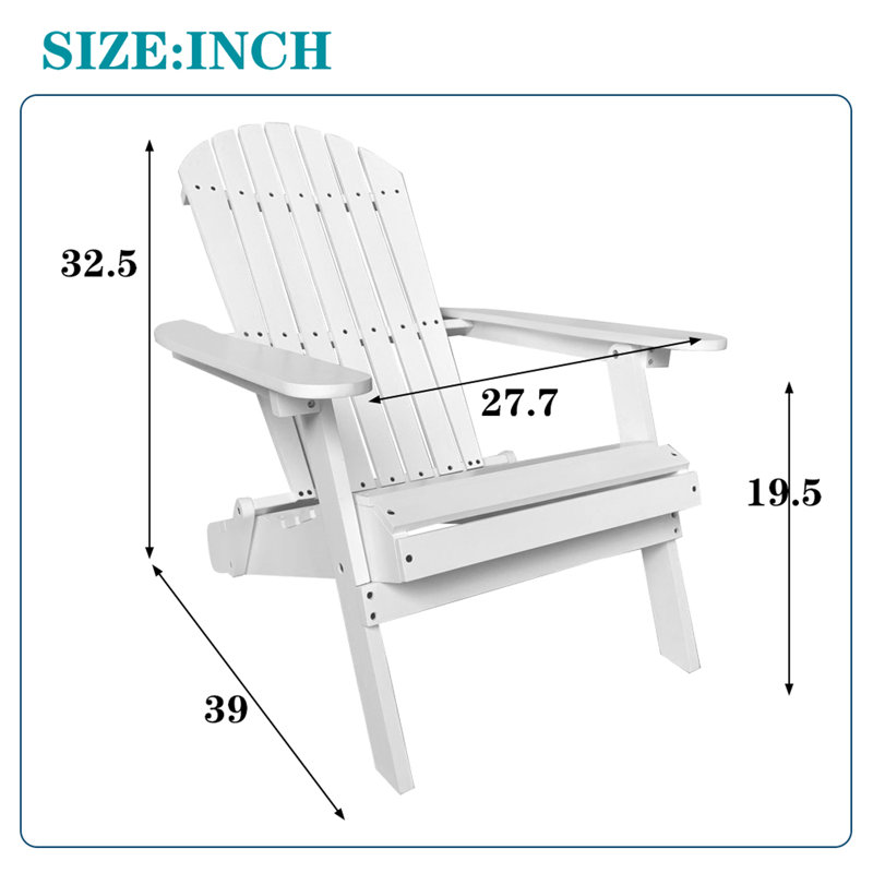 Chaise Adirondack pliante en bois massif Boisvert, Blanc