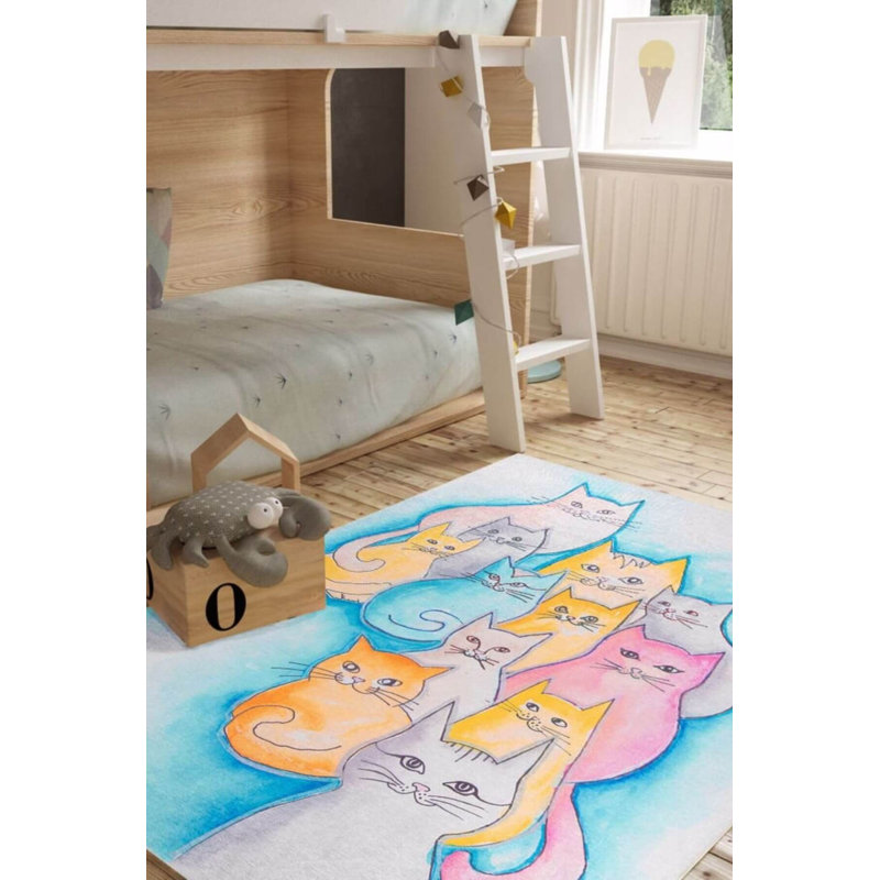 Tapis décoratif coloré avec cerfs-volants mignons pour enfants, Rond 5 pi