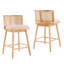 Tabouret de comptoir en hévéa de 26,50 po Marion avec dossier en rotin-1242551799-1246804203