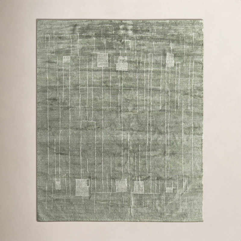Agape Modern Abstract Green Area Rug, Rectangle 5'6" x 8'6"
