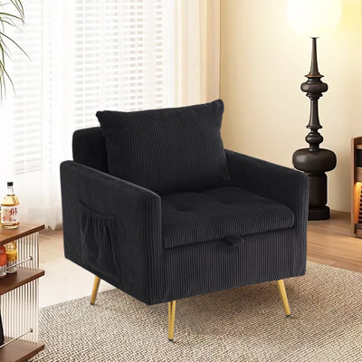 Chaise d'appoint rembourrée avec rangement et poche