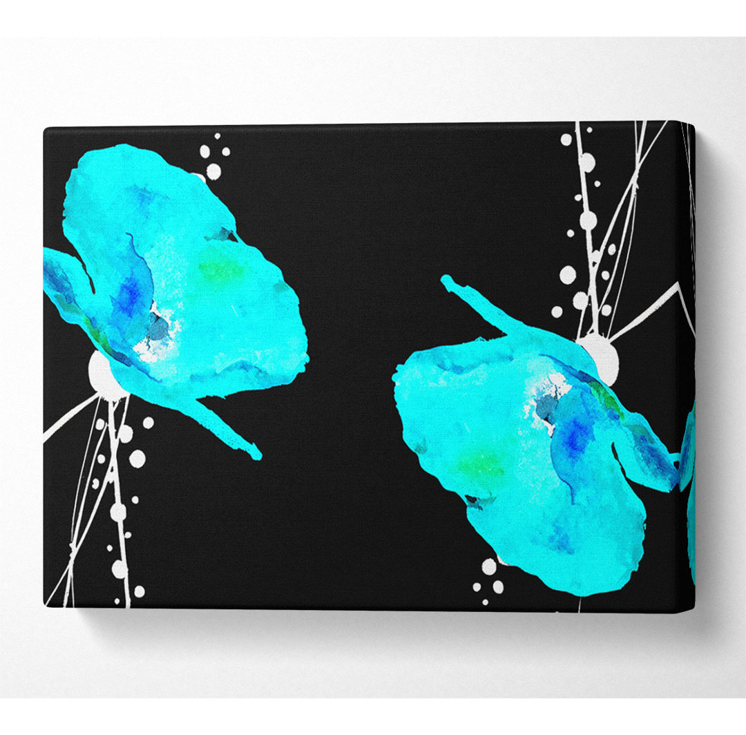 Blauer Mohn Abstrakt Leinwand Aquarell