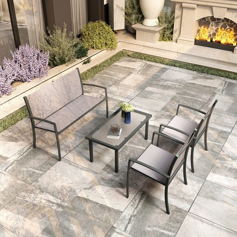 Cull 4 - Person Patio Dining Set Rectangular Table, Grey
