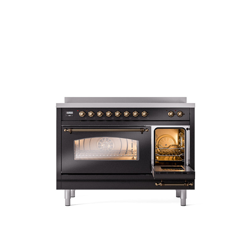 ILVE Nostalgie II 48 in Induction Range, Glossy Black/Bronze