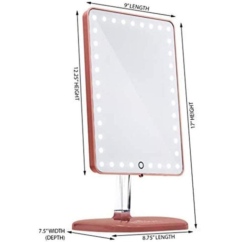Miroir de maquillage Touch Pro avec lumières DEL et haut-parleur Bluetooth, Or rose