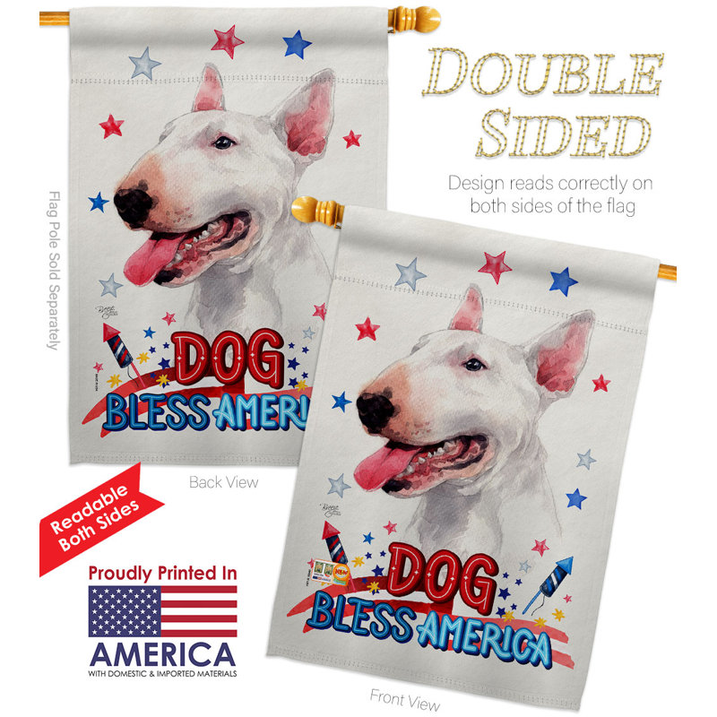 Drapeau de maison Patriotic White Bull Terrier 2 faces en polyester 40 x 28 pi
