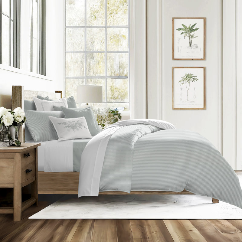 Ruben Stripe Cotton Reversible Coverlet Set, Cal.King Coverlet/Bedspread + 2 King Shams, Sage