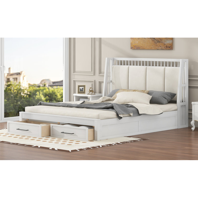 Lit plateforme Braconi avec matelas inclus, Grand lit