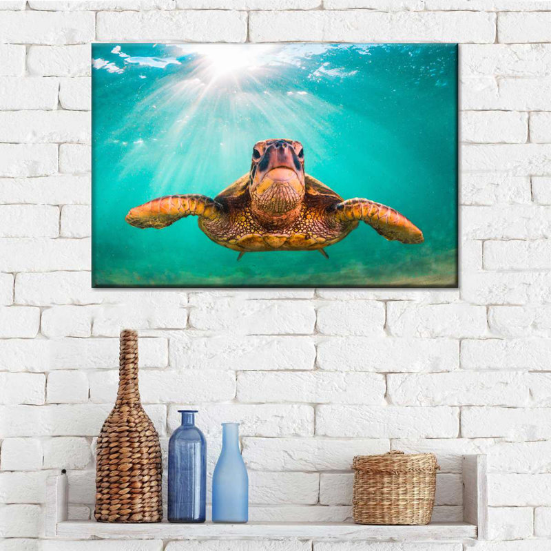 Tortue verte de Maui sur toile, H 16 po x l 24 po x P 1,25 po