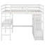 Lit mezzanine double avec bureau intégré avec deux tiroirs, tablettes de rangement et tiroirs de rangement, cadre de lit en bois massif pour les adolescents