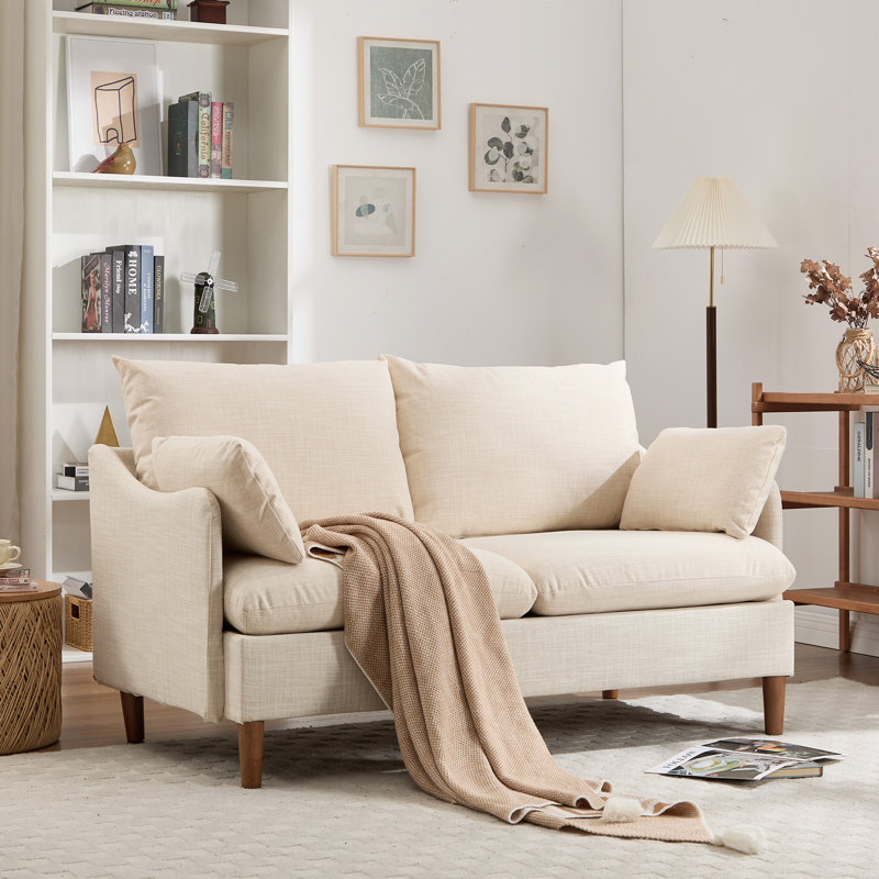 152cm 2 Seater Mordern Upholstered Loveseat Sofa, Beige