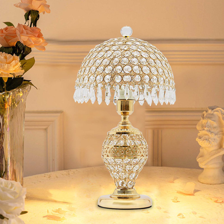 Crystal Table Lamp Bedside Night Light Rosdorf Park Base Color: Gold