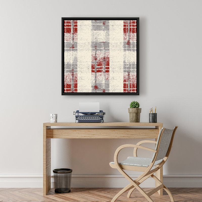 Toile encadrée beige à motif grunge rouge | Décoration intérieure