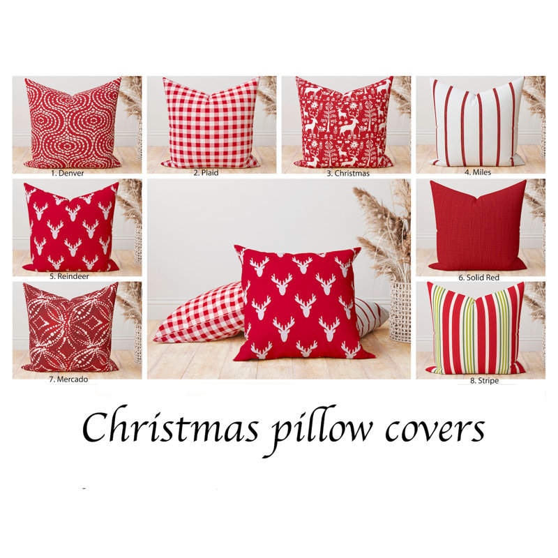 Red Antlers Cotton Outdoor Pillow Cover, 17.5" x 17.5", Red