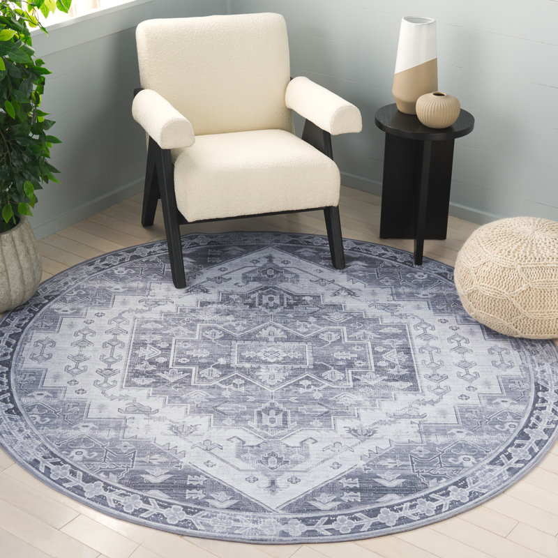 Shaelan Performance Machine Washable Oriental Rug, Round 6'