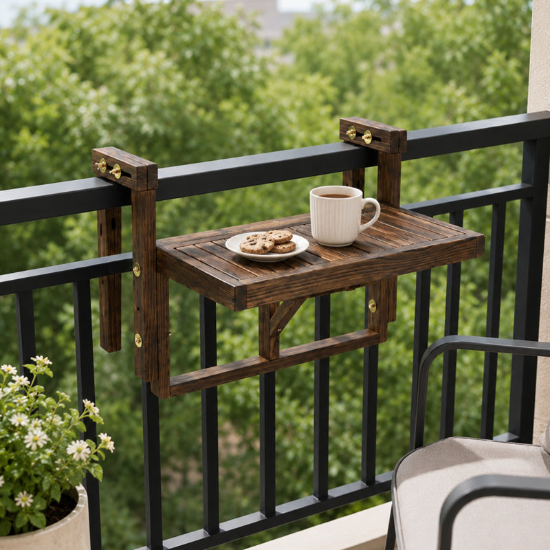 Table suspendue pliable en bois de sapin de 56 cm pour balcon