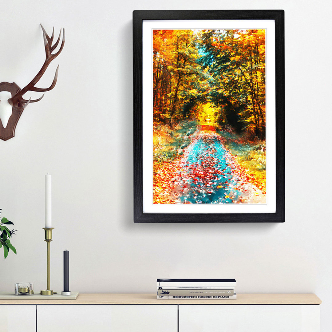 Endless Autumn Forest in Germany in Abstract - Framed Print