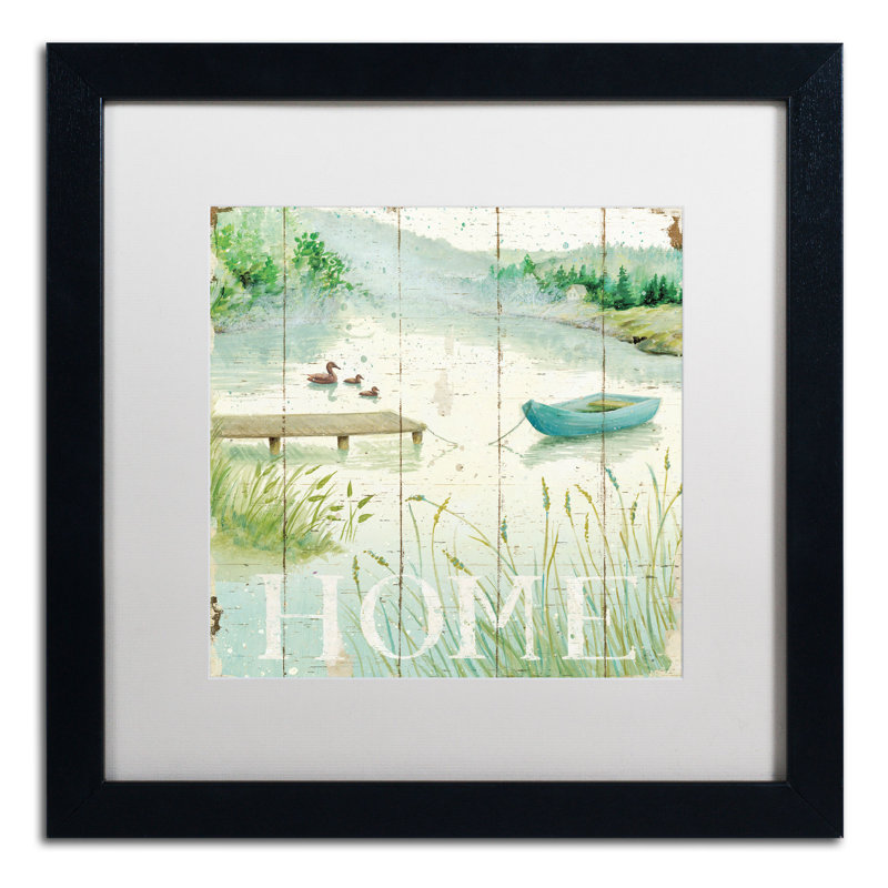 « lakeside i », reproduction d’art encadrée, H 16 po x l 16 po, Cadre brun, Blanc