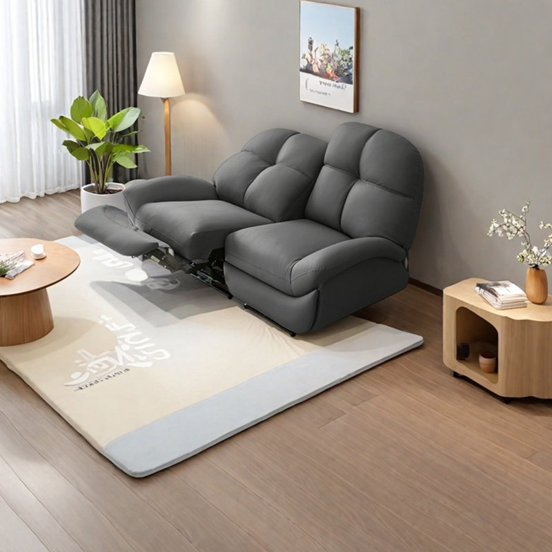 Ergonomic Minimalist faux leather lounge chair, Dark Gray
