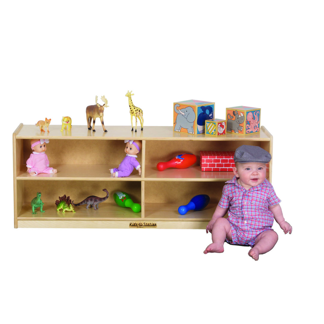 4 Compartment Manufactured Wood Shelving Unit Kids' Station