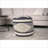 Pouf Ottoman, Handcrafted Cylindrical Fabric, Beige &amp; Dark Gray | Fabric | Dawn Grey