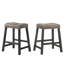 Ensemble de tabouret de bar rustique en bois de 2 à 25 pouces avec siège en cuir brun, finition vieillie et structure robuste